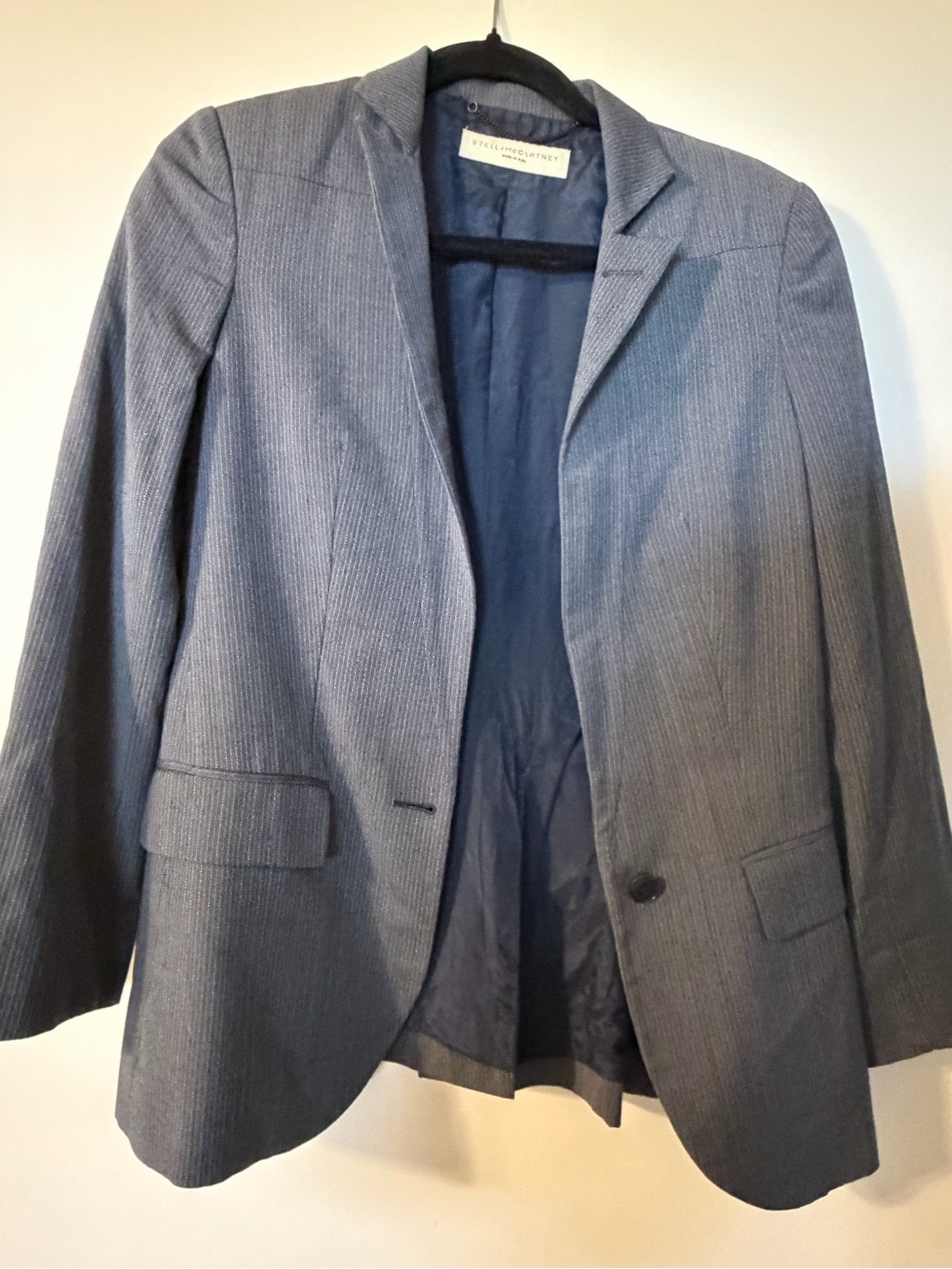 Stella McCartney Gray Pinstripe Single-Button Blazer